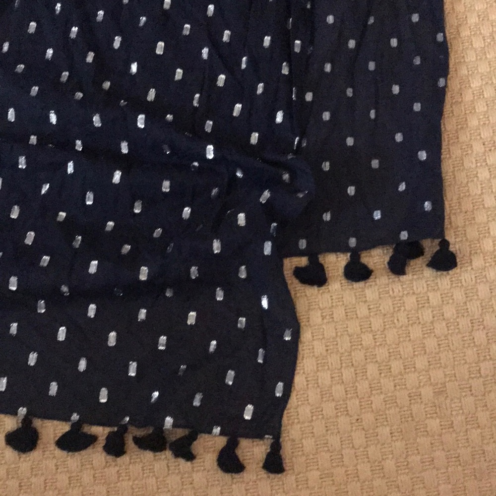 Jcrew Metallic dot scarf OS Navy - Picture 6 of 8